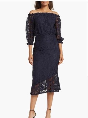 Nanette Lepore Embroidered Lace Long Sleeve Maxi Dress
